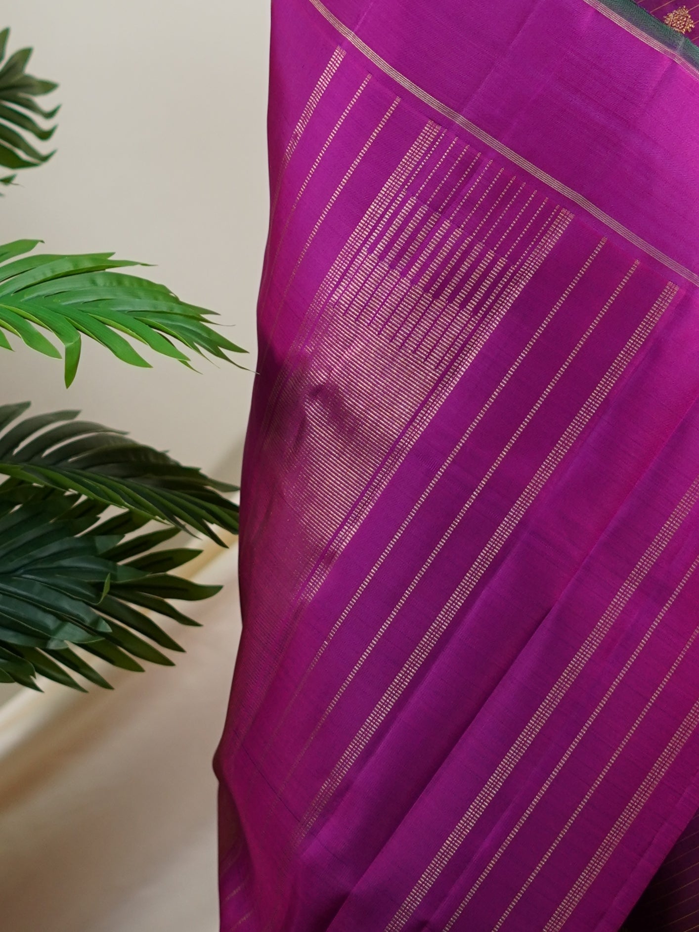 Kanchipuram Silk Magenta Pink 100% Pure Silk  - Manoranjitham Weaves - Handloom Store