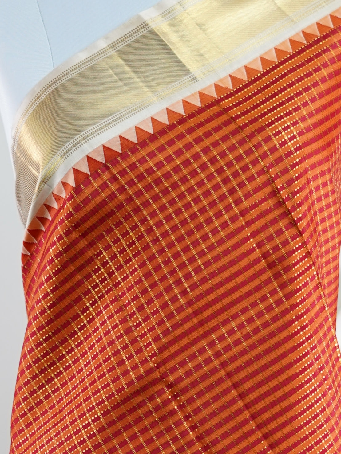 Kanchipuram Silk Red 100% Pure Silk  - Manoranjitham Weaves - Handloom Store