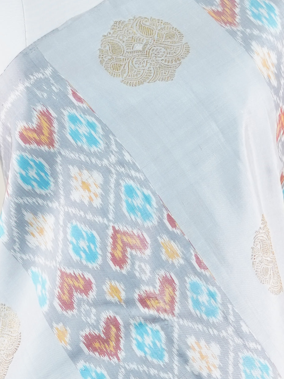 Kanchipuram Silk Grey 100% Pure Silk  - Manoranjitham Weaves - Handloom Store