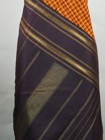Kanchipuram Silk A lively mix of multi-colours balanced with earthy snuff brown borders in classic kattan checks. Woven in pure silk with rich zari, it’s a drape that blends vibrance with grounded elegance. Ideal for day-long functions and festive gatherings.
#KattanChecks #MultiColourSaree #PureSilkWeaves #TraditionalSilk #Manoranjitham Lalitha - Manoranjitham Weaves - Handloom Store
