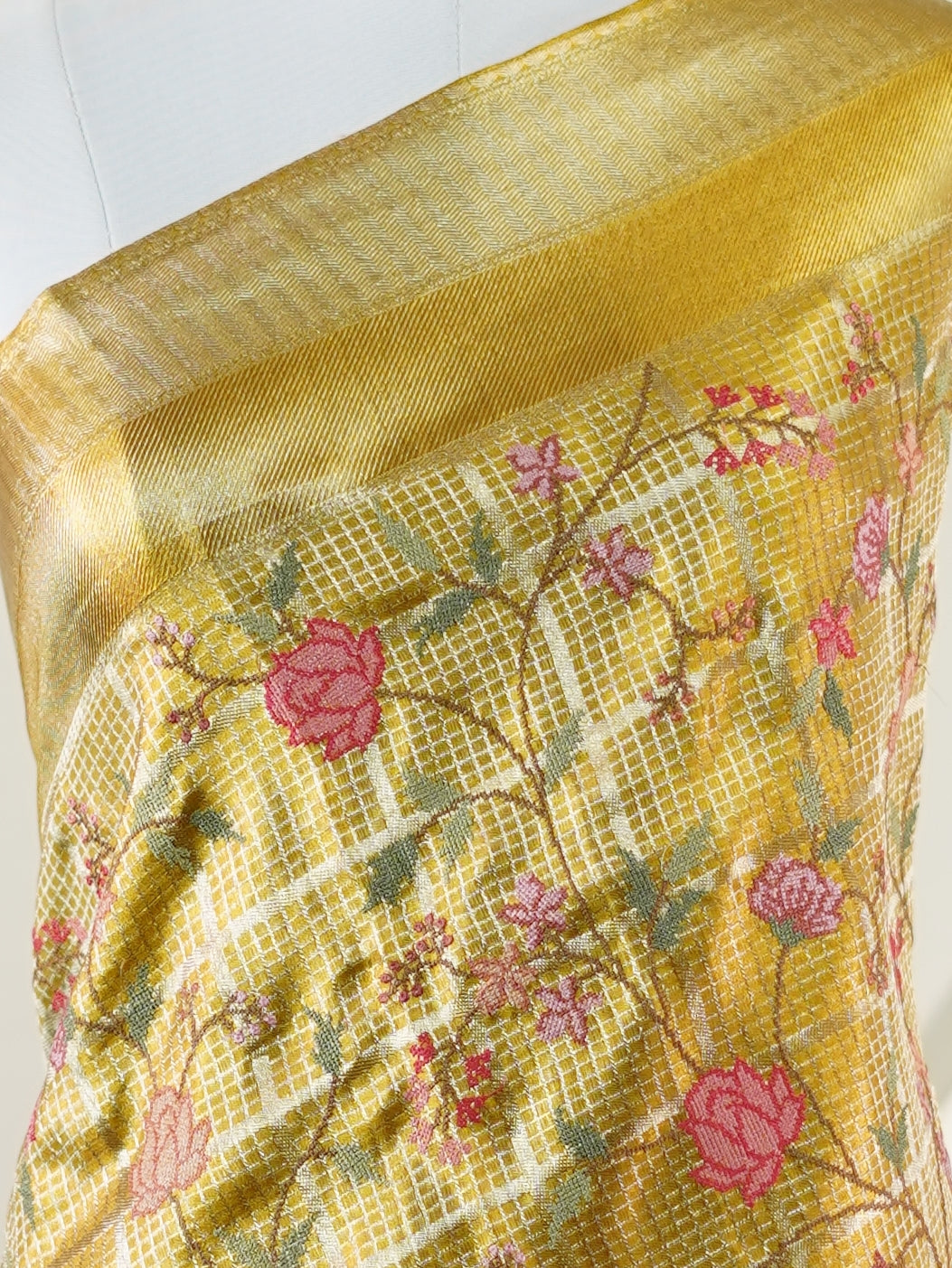 Kanchipuram Silk Yellow 100% Pure Silk  - Manoranjitham Weaves - Handloom Store