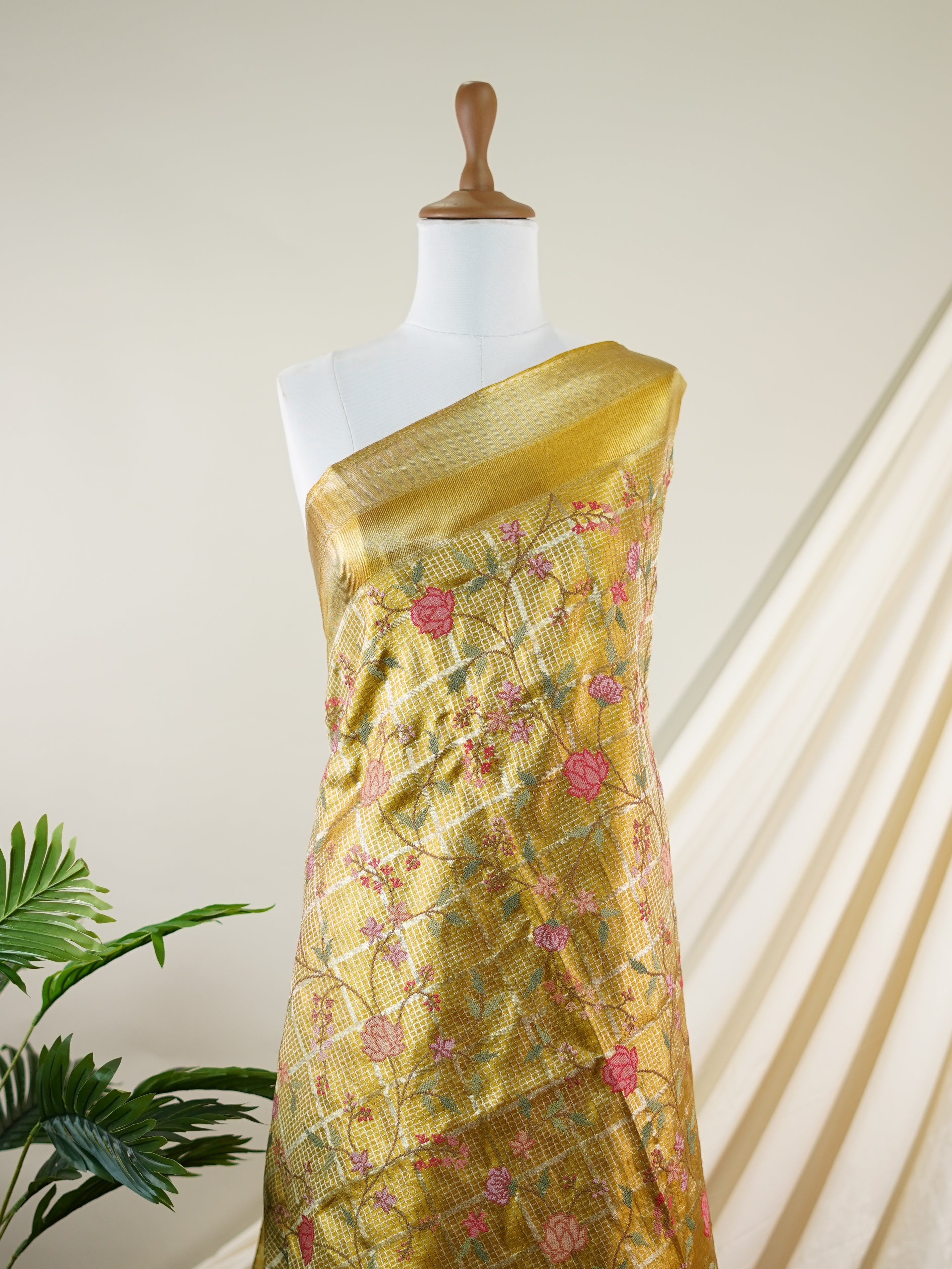 Kanchipuram Silk Yellow 100% Pure Silk  - Manoranjitham Weaves - Handloom Store