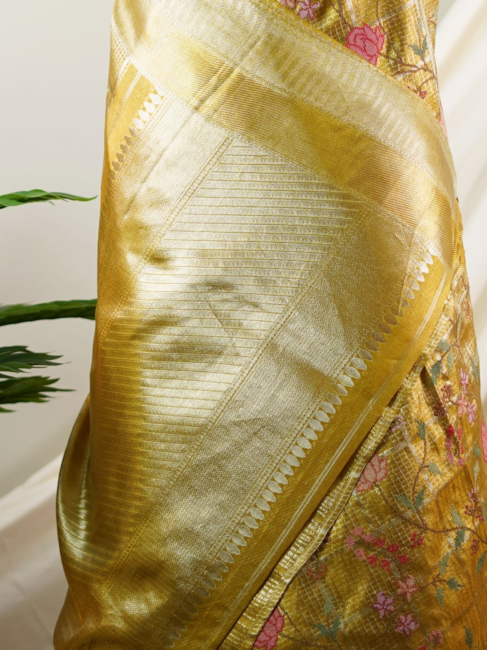 Kanchipuram Silk Yellow 100% Pure Silk  - Manoranjitham Weaves - Handloom Store