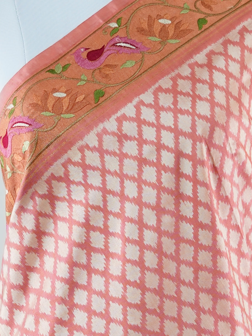 Kanchipuram Silk Dark Peach 100% Pure Silk  - Manoranjitham Weaves - Handloom Store