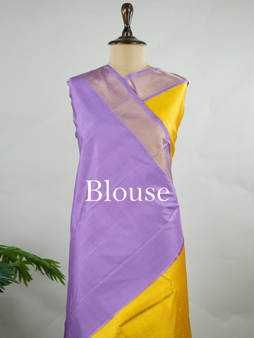 Kanchipuram Silk Yellow brocade Kanjivaram body paired with a delicate lavender kaddi border.
A contemporary colour combination that feels rich, modern, and effortlessly graceful. Guptayogini - Manoranjitham Weaves - Handloom Store