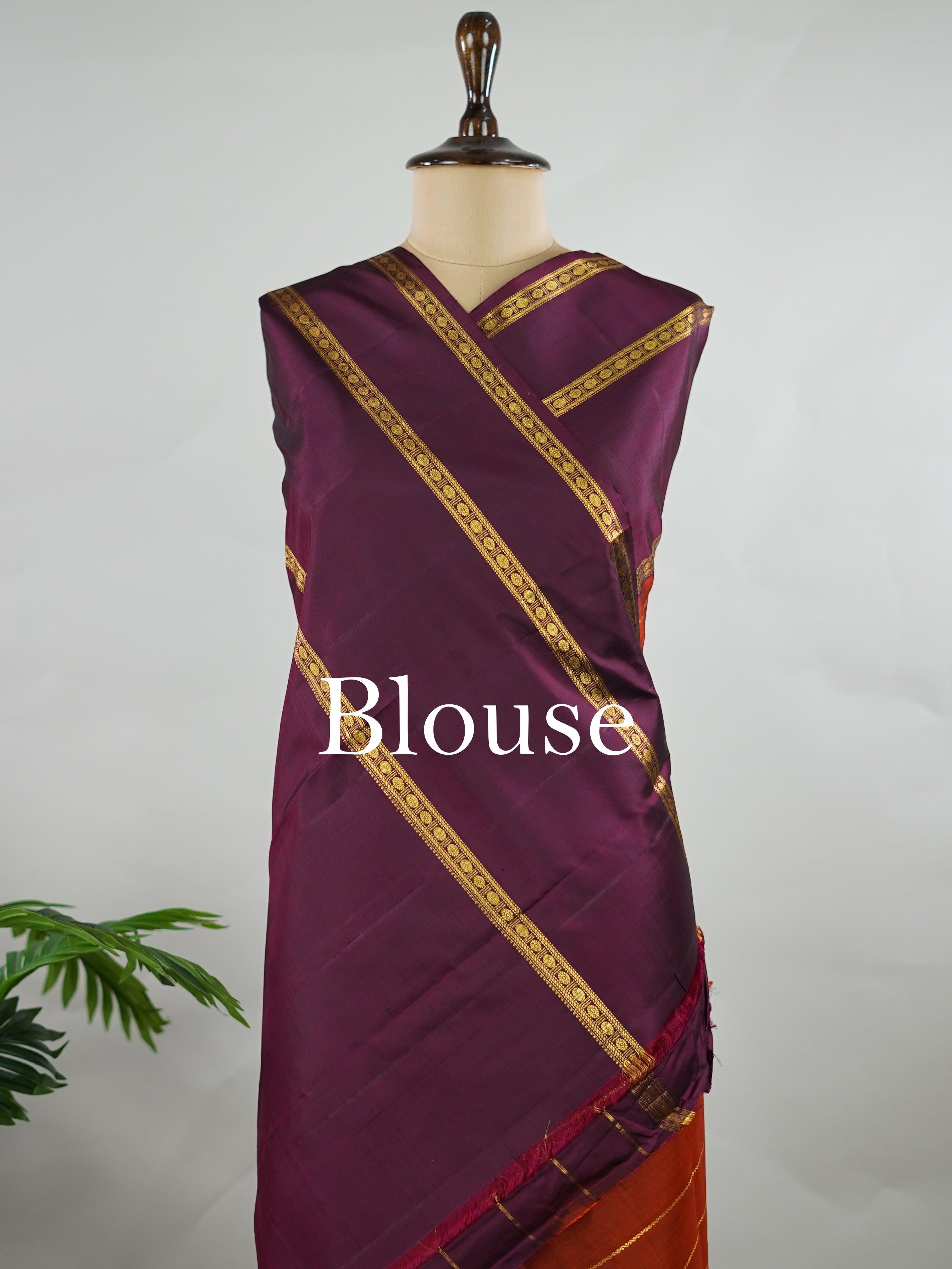 Kanchipuram Silk Pure silk in rust orange with bold horizontal stripes.br
Paired with big purple gap borders.br
A striking combination of colour and traditional craftsmanship. Kamini - Rust Orange Pure Kanjivaram Silk Saree - Manoranjitham Weaves - Handloom Store