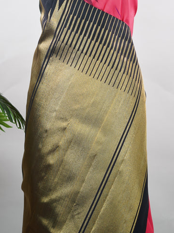 Kanchipuram Silk A stunning blend of vibrance and tradition, this magenta pink and mustard Kanjivaram saree is crafted in luxurious 100% pure silk. Adorned with elegant parrot buttis across the body, it beautifully reflects classic South Indian artistry. The bold contrast adds festive grandeur, making it a perfect pick for weddings and special celebrations. Karunamayi - Mustard Pure Kanjivaram Silk Saree - Manoranjitham Weaves - Handloom Store