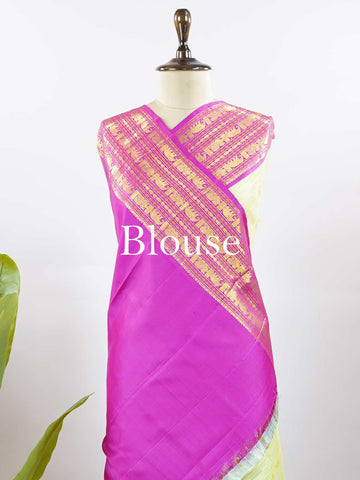 Manonmani - Pista Green Pure Kanjivaram Silk Saree | Veldhari Weave