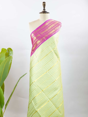 Manonmani - Pista Green Pure Kanjivaram Silk Saree | Veldhari Weave