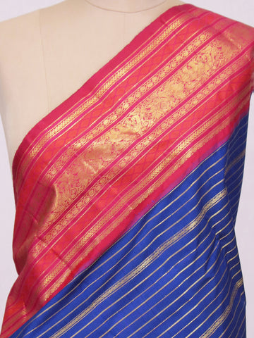 Karunamayi - Blue Pure Kanjivaram Silk Saree | Veldhari Weave