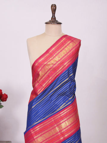 Karunamayi - Blue Pure Kanjivaram Silk Saree | Veldhari Weave