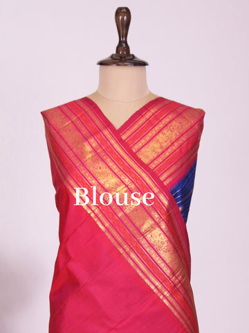 Karunamayi - Blue Pure Kanjivaram Silk Saree | Veldhari Weave