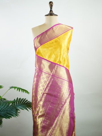 Priya – Yellow Pure Kanjivaram Silk Saree | Pure Zari