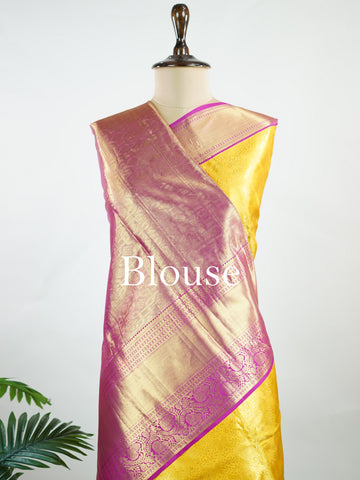Priya – Yellow Pure Kanjivaram Silk Saree | Pure Zari