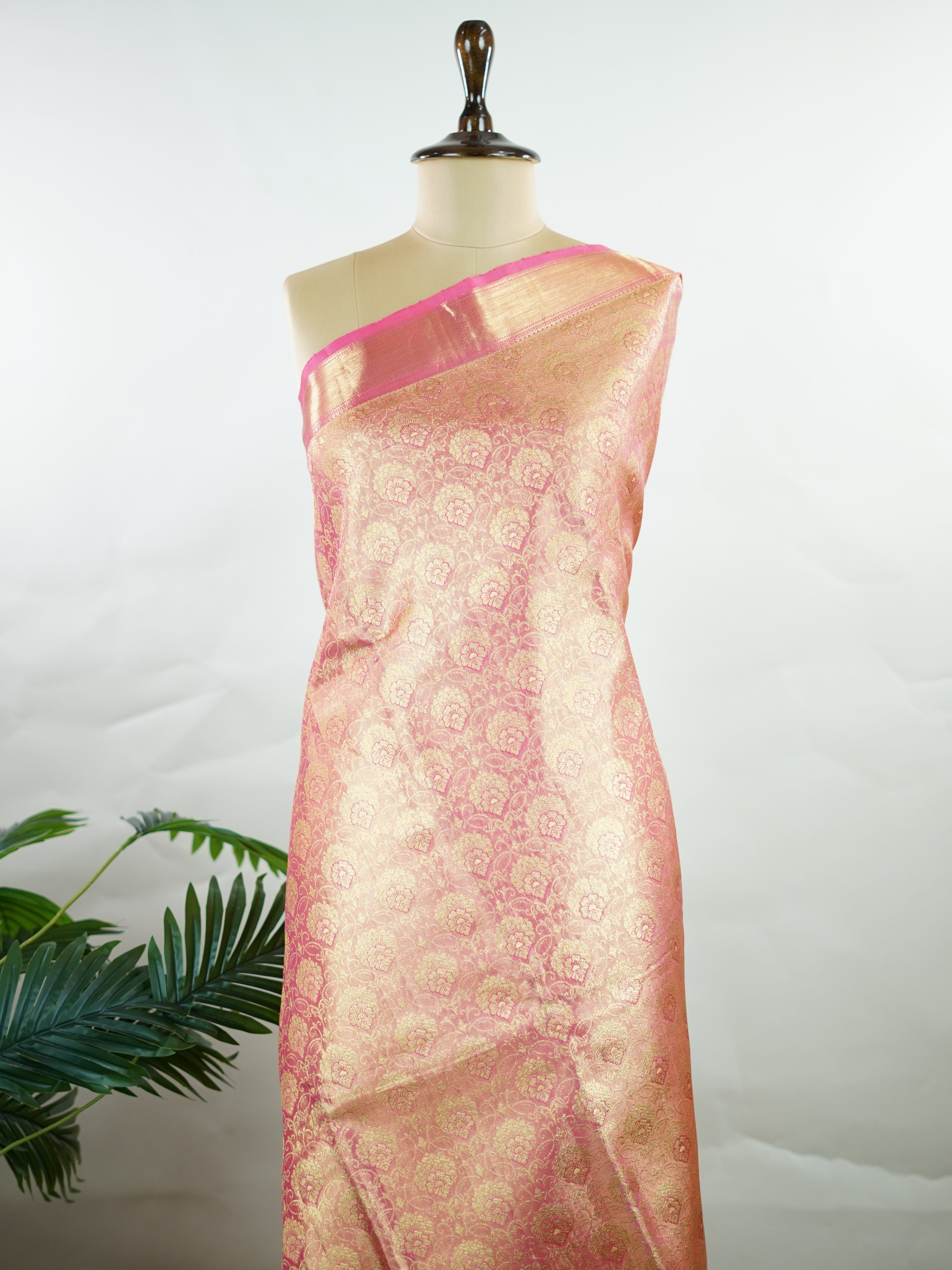 Kanchipuram Silk This Kanjivaram silk saree, adorned in Blush pink and detailed with Pure Zari weaving, reflects the grandeur of Kanchipuram. The timeless Buttis motifs enhance its bridal charm. A perfect blend of luxury and tradition, it is designed for those who appreciate fine craftsmanship. Sriranjani - Blush Pink Pure Kanjivaram Silk Saree | Pure Zari - Manoranjitham Weaves - Handloom Store