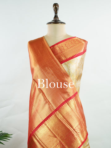 Kanchipuram Silk Handwoven by skilled artisans of Maharashtra, this 100% Pure Silk  saree in Mustard Yellow blends traditional elegance with intricate Pure Zari zari work. A truly stunning drape for special occasions. The interplay of colors and craftsmanship makes it a treasured piece for every saree connoisseur. Gaud - Mustard Yellow Pure Kanjivaram Silk Saree | Pure Zari - Manoranjitham Weaves - Handloom Store