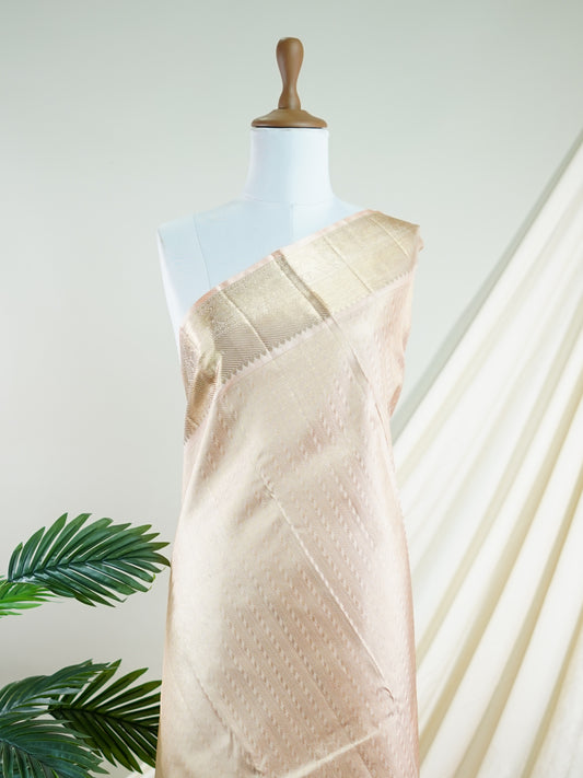 Kanchipuram Silk Peach  100% Pure Silk  - Manoranjitham Weaves - Handloom Store