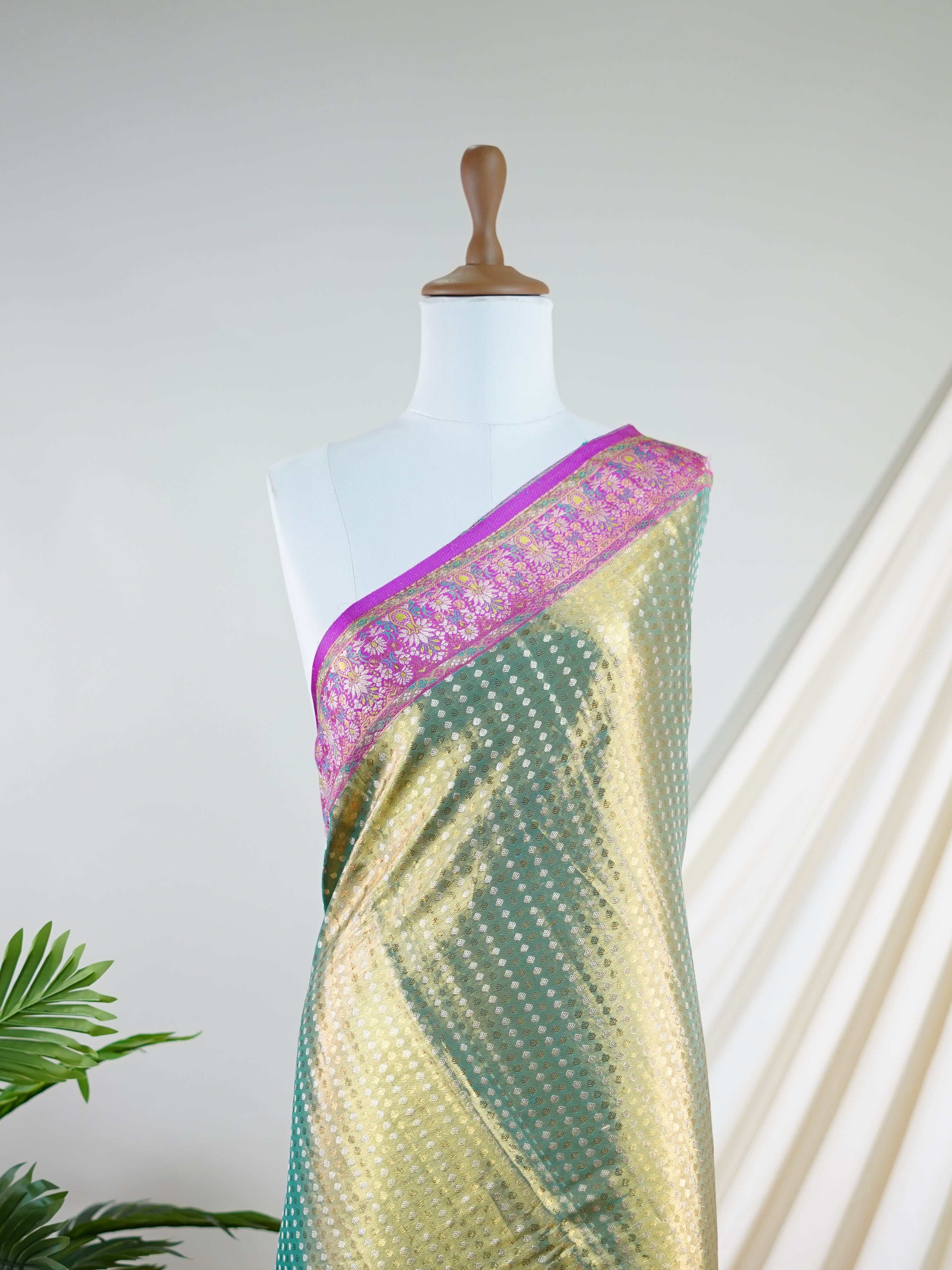Kanchipuram Silk Mint Green 100% Pure Silk  - Manoranjitham Weaves - Handloom Store