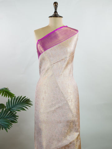 Kanchipuram Silk A subtle mauve silk saree with pink borders, woven with gold and silver zari buttas that shimmer in every fold. The soft hues bring elegance to timeless tradition. Handwoven in Kanchipuram with 100% pure silk, it's perfect for weddings and festive celebrations. A drape that carries beauty across generations.             #ManoranjithamSilks #KanjivaramHandloom #PureSilkSaree #BridalElegance #TimelessTradition Jayanthasri - Pure Kanjivaram Silk Saree | Zari Buttas - Manoranjitham Weaves - Han