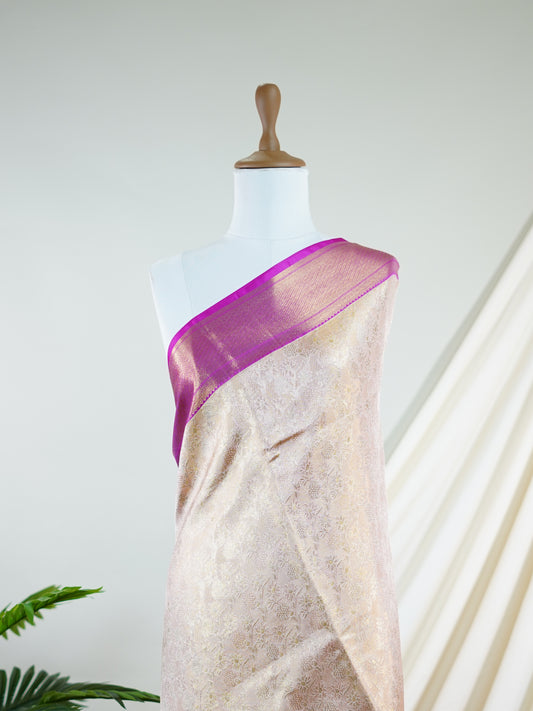 Kanchipuram Silk Light Mauve Peach 100% Pure Silk  - Manoranjitham Weaves - Handloom Store