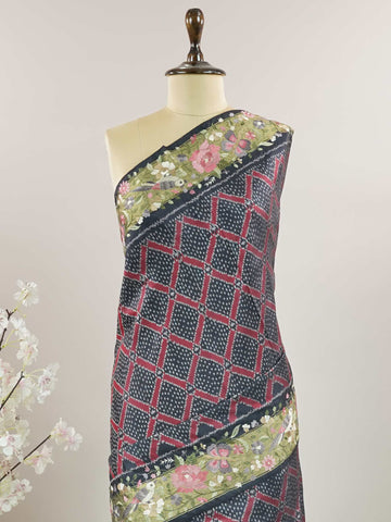 Pochampally Pochampally silks carry vibrant ikkat patterns, now graced with hand-embroidered Parsi Gara.br
A rare fusion of tradition and timeless elegance. Vaarahi - Handwork Embroidered Silk Saree | Ikkat Border - Manoranjitham Weaves - Handloom Store