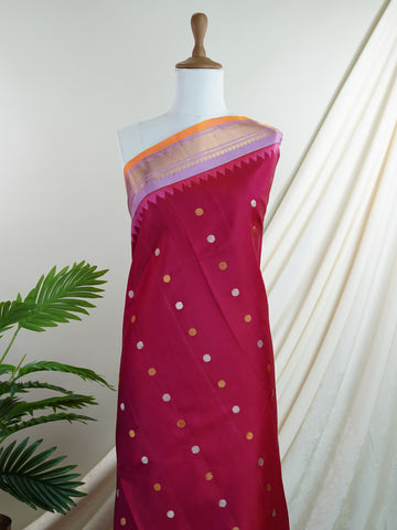 Gadwal Silk This pure handloom Gadwal saree is a testament to timeless tradition, crafted meticulously on looms by master weavers of Telangana. Its vibrant body and shimmering zari borders strike a perfect balance between grandeur and grace. Lightweight yet regal, it’s the ideal choice for weddings, temple visits, and family celebrations. A saree that carries heritage in every thread.

#Manoranjitham #GadwalSilk #HandloomSarees #TelanganaWeaves #HeirloomSilks #ZariElegance #BridalWeaves #TimelessTradition #