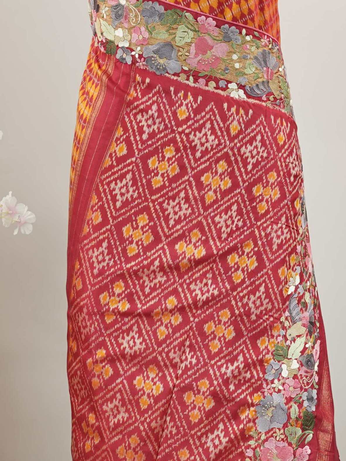 Gadwal Silk A regal Gadwal handloom saree in pure silk, adorned with intricate Parsigara embroidery on its pallu and blouse.br
The rich zari borders and silk body echo age-old craftsmanship, while the embroidery adds graceful finesse.br
This is heritage with a hint of embellishment—perfect for brides, weddings, and grand celebrations.br
Woven by legacy, touched by hand—where elegance meets embellishment.br
#Manoranjitham #GadwalSilk #ParsigaraWork #BridalWeaves #HandloomLuxury #TimelessTradition Sowmyaja - 