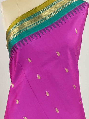 Gadwal Silk Gadwal handlooms are where simplicity meets regal artistry. Their contrast borders and rich pallus embody cultural pride. Anandamayi - Handloom Gadwal Silk Saree | Pure Silk | Zari Border - Manoranjitham Weaves - Handloom Store