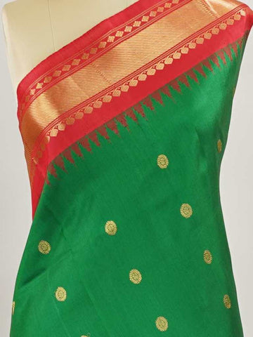 Gadwal Silk Gadwal handlooms are where simplicity meets regal artistry. Their contrast borders and rich pallus embody cultural pride. Shantala - Handloom Gadwal Silk Saree | Pure Silk | Zari Border - Manoranjitham Weaves - Handloom Store