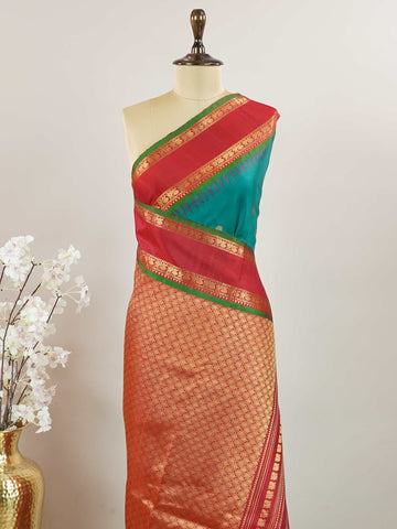 Gadwal Silk Gadwal handlooms are where simplicity meets regal artistry. Their contrast borders and rich pallus embody cultural pride. Charumati - Handloom Gadwal Silk Saree | Pure Silk | Zari Border - Manoranjitham Weaves - Handloom Store