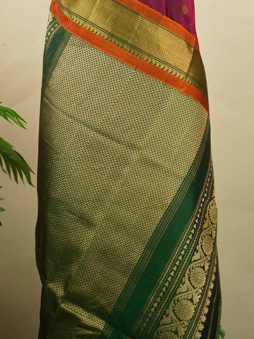 Gadwal Silk Gadwal handlooms are where simplicity meets regal artistry. Their contrast borders and rich pallus embody cultural pride. Arohini - Gadwal saree - Manoranjitham Weaves - Handloom Store