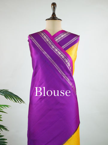 Gadwal Silk This elegant Gadwal saree features a yellow body paired with a magenta pink border, crafted from 100% pure silk.br
The plain body offers a clean, sophisticated look, perfect for any occasion.br
Finished with a graceful gap border, it highlights the timeless handloom craftsmanship of Gadwal weaving. Sreekari - Yellow Handloom Gadwal Silk Saree | Pure Silk | Zari Border - Manoranjitham Weaves - Handloom Store