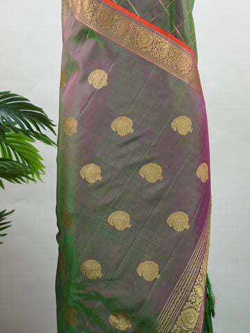 Adishakti – Green Handloom Gadwal Silk Saree | Pure Silk | Zari Border