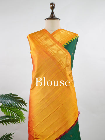 Himadri – Bottle Green Handloom Gadwal Silk Saree | Pure Silk | Zari Border