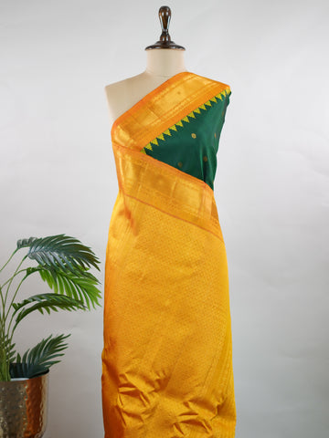 Himadri – Bottle Green Handloom Gadwal Silk Saree | Pure Silk | Zari Border