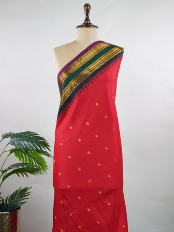 Bilvani – Red Handloom Gadwal Silk Saree | Pure Silk | Zari Border
