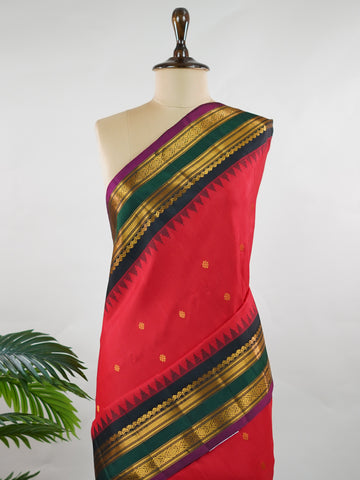 Bilvani – Red Handloom Gadwal Silk Saree | Pure Silk | Zari Border