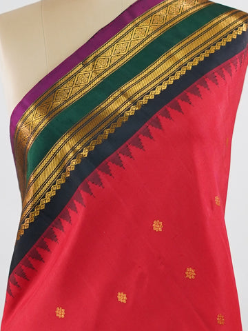 Bilvani – Red Handloom Gadwal Silk Saree | Pure Silk | Zari Border