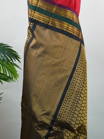 Bilvani – Red Handloom Gadwal Silk Saree | Pure Silk | Zari Border