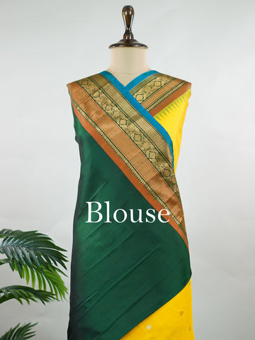Punyangi – Yellow Handloom Gadwal Silk Saree | Pure Silk | Zari Border