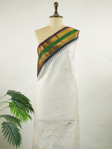 Atmika – Grey Handloom Gadwal Silk Saree | Pure Silk | Zari Border