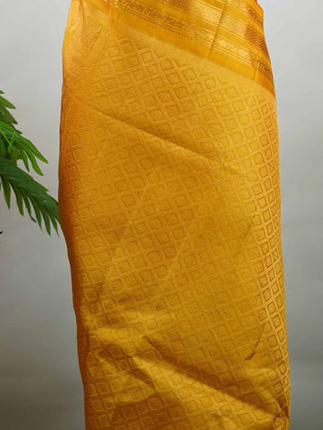Gadwal Silk Make a striking statement with this elegant Gadwal saree in a vibrant red shade, paired beautifully with a contrasting yellow blouse. The design is adorned with intricate silver and gold kolam buttas, reflecting traditional artistry and cultural richness. The classic weave enhances its graceful drape, giving it a timeless and festive appeal. Perfect for weddings, festive celebrations, and auspicious occasions that call for a regal traditional look. Vinata - Handloom Gadwal Silk Saree | Pure Silk