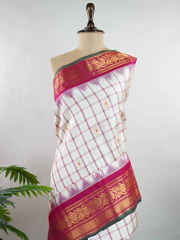Pavitra - Handloom Gadwal Silk Saree | Pure Silk | Zari Border