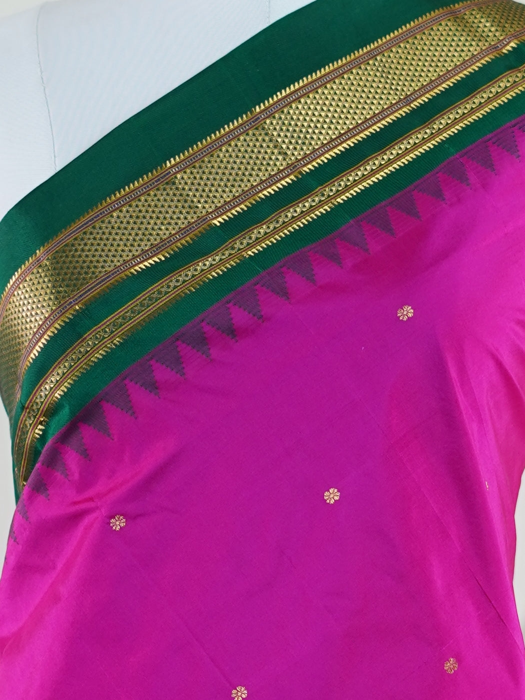 Narayanpet Pink 100% Pure Silk  - Manoranjitham Weaves - Handloom Store