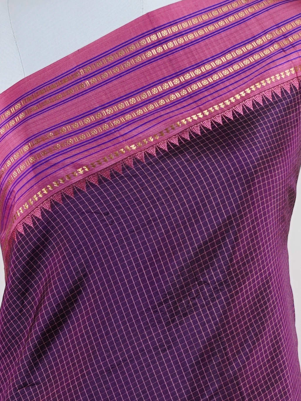 Narayanpet Violet 100% Pure Silk  - Manoranjitham Weaves - Handloom Store