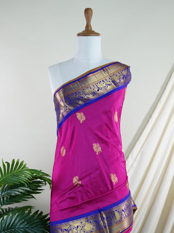 Narayanpet Narayanpet Pattu sarees are known for their lightweight texture and rich borders. Once woven for royalty, these vintage drapes are now making a graceful comeback. A timeless weave that blends tradition with everyday elegance. Shrividya - Manoranjitham Weaves - Handloom Store