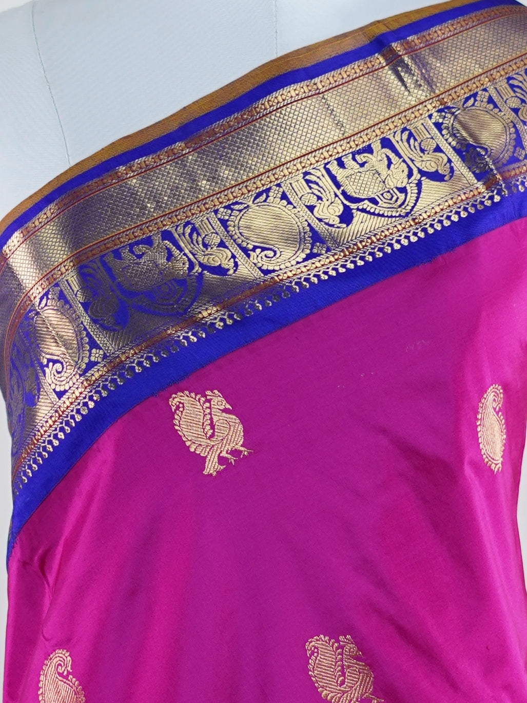 Narayanpet Pink 100% Pure Silk  - Manoranjitham Weaves - Handloom Store