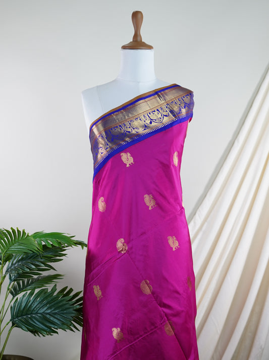 Narayanpet Pink 100% Pure Silk  - Manoranjitham Weaves - Handloom Store