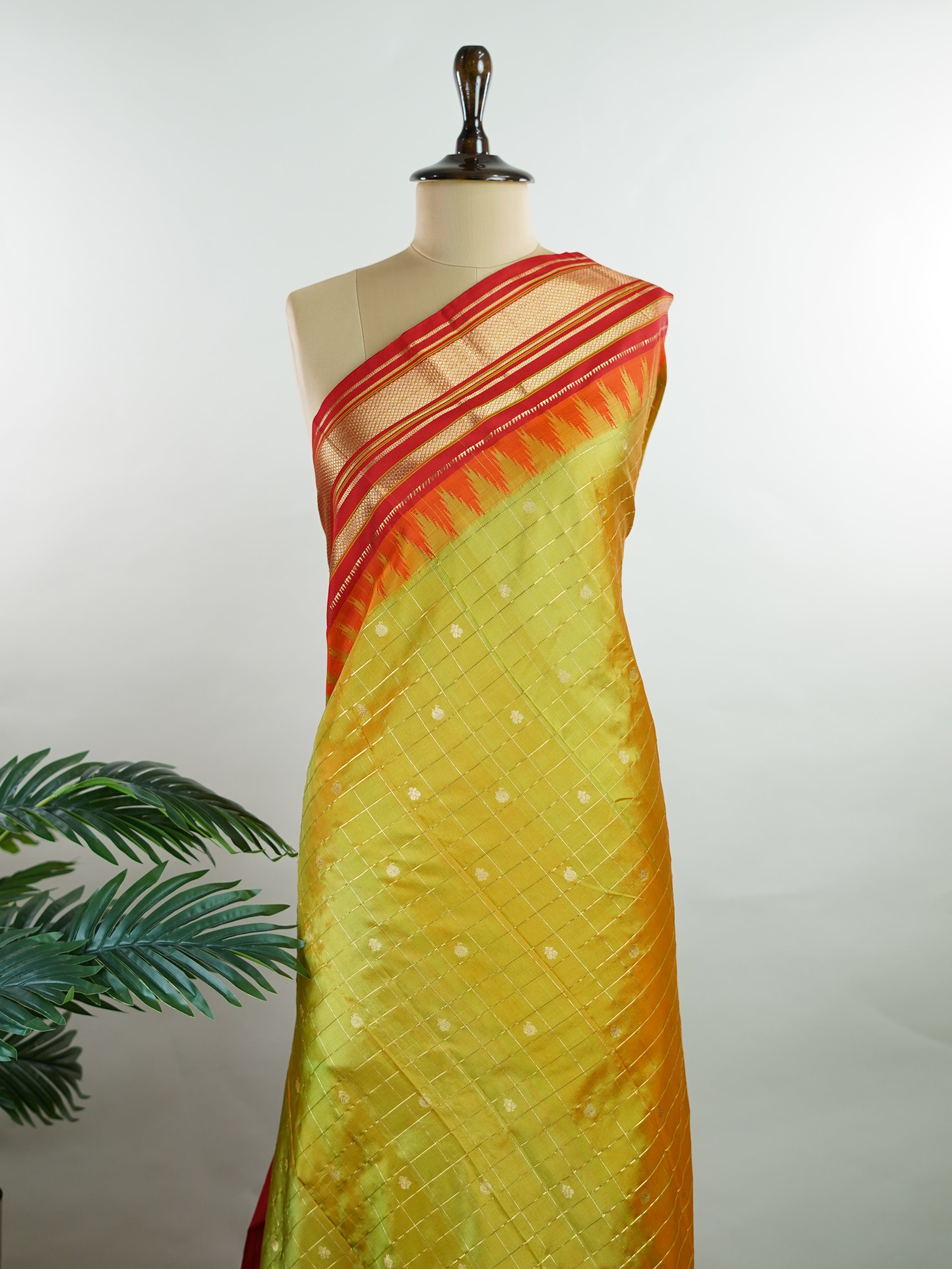 Narayanpet Narayanpet sarees with checks and buttis showcase a perfect blend of tradition and simplicity, featuring intricate motifs woven over classic check patterns.
Their vibrant colors and fine craftsmanship make them elegant choices for any occasion.
 Kamalamanohari - Manoranjitham Weaves - Handloom Store