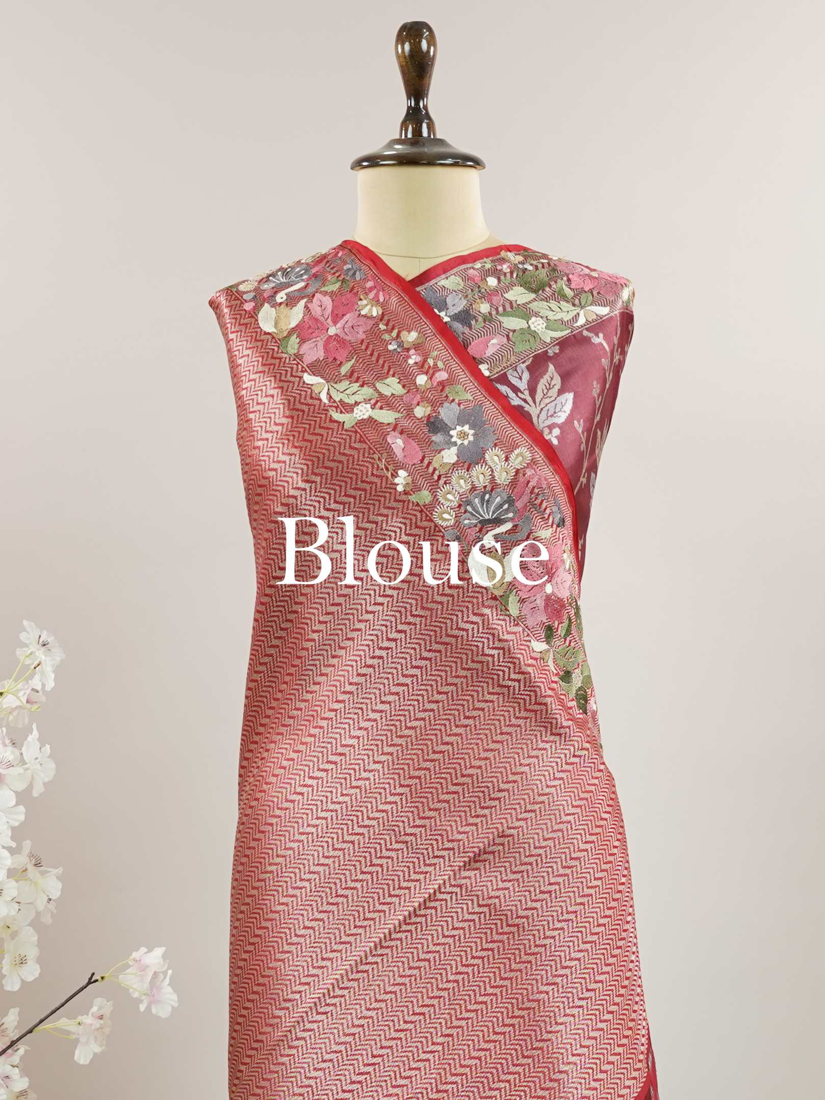 Katan The fluid charm of Banaras soft silk finds poetry in Parsi Gara florals.br
A union of two timeless crafts in one masterpiece. Savitri - Handwork Embroidered Silk Saree | Parsigara Embroidery - Manoranjitham Weaves - Handloom Store